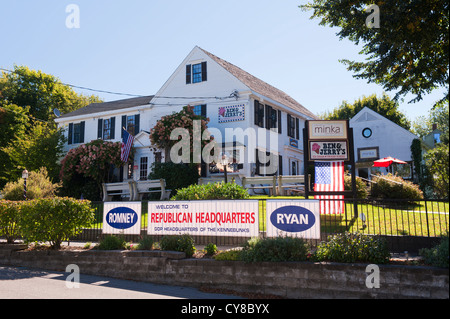 Republikanische Partei Hauptsitz in Kennebunkport, Maine, für die Präsidentschaftswahlen 2012. Stockfoto