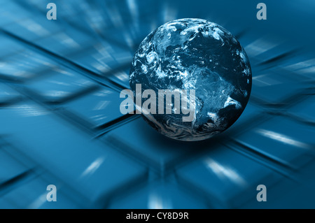 Planetenerde auf Stichwort Notebooks in Blautönen. Nutzungsbedingungen: http://visibleearth.nasa.gov/useterms.php Stockfoto