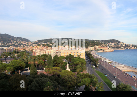 Die Promenade des Anglais in Nizza und im Albert 1er Garten Stockfoto