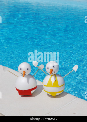 Schneemann Strand Urlaub Ferien vom kalten winter Stockfoto