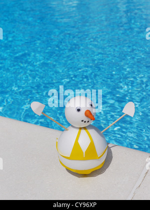 Schneemann Strand Urlaub Ferien vom kalten winter Stockfoto