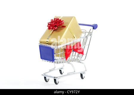 Weihnachten Xmas shopping isolierten auf weißen Hintergrund Stockfoto