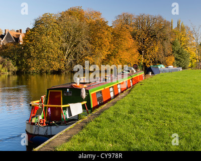 Hausboote, festgemacht an der Themse von Abingdon Brücke 31 Stockfoto