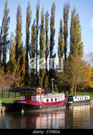 Hausboote, festgemacht an der Themse von Abingdon Brücke 36 Stockfoto