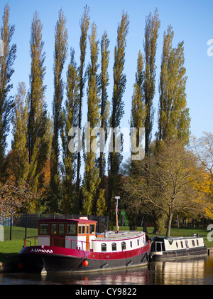 Hausboote, festgemacht an der Themse von Abingdon Brücke 35 Stockfoto