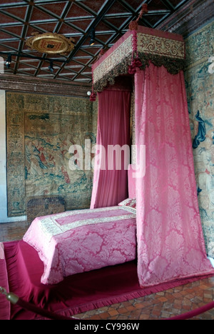 Frankreich Château de Chenonceau ist ein Herrenhaus in der Nähe des kleinen Dorfes Chenonceaux, Loire-Tal. Schlafzimmer der fünf Königinnen. Stockfoto