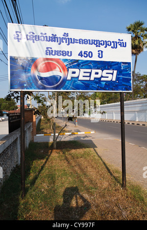 Pepsi Schild in Vientiane, Laos Stockfoto