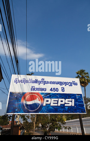 Pepsi Schild in Vientiane, Laos Stockfoto