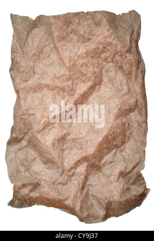 Papierstruktur - braunen Papier isoliert weiß Stockfoto
