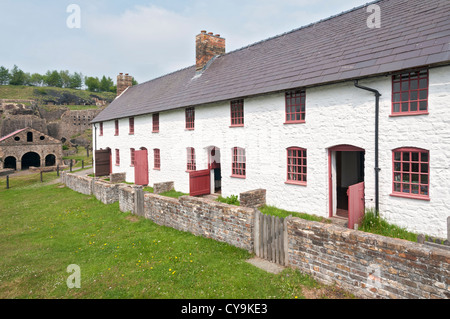 Wales, Herirtage Weltkulturerbe Blaenavon Iron Works, betriebenen 1789 bis frühen 1900er Jahre, Arbeiter-Häuser Stockfoto