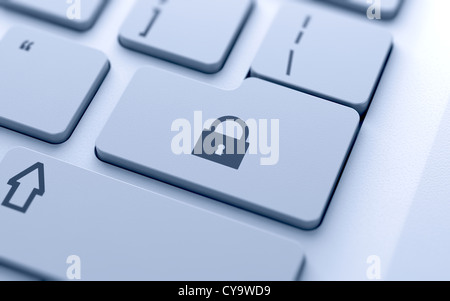 3D Abbildung des Lock-Konzept-Taste an der Tastatur mit soft-focus Stockfoto