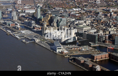 Luftaufnahme von Liverpool waterfront Stockfoto
