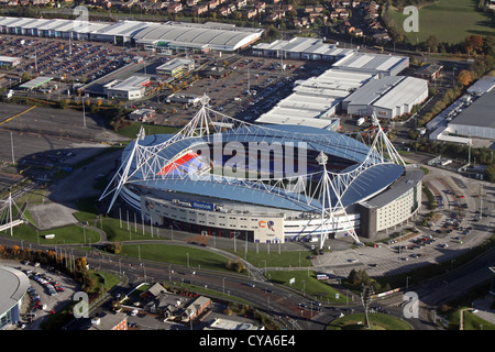 Bolton Wanderers' University of Bolton Stadium aus der Vogelperspektive Stockfoto