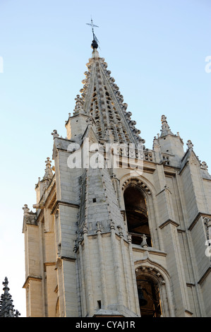 Nordturm der Westfassade der Catedral de Leon. Leon, Kastilien-León, Spanien Stockfoto