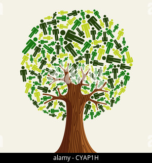 Eco freundliche Baum mit grünen Menschen Illustration. Vektor-Datei geschichtet für einfache Handhabung und individuelle Farbgebung. Stockfoto