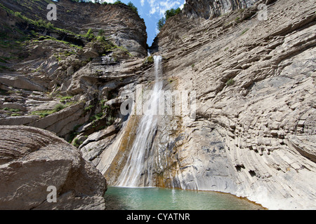 "Sorrosal" Wasserfall im Nationalpark "Ordesa y Monte Perdido". Aragon, Spanien. Stockfoto