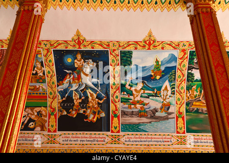 Kunstvolle Dekorationen im Tempel, die Luang in Vientiane, Laos Stockfoto