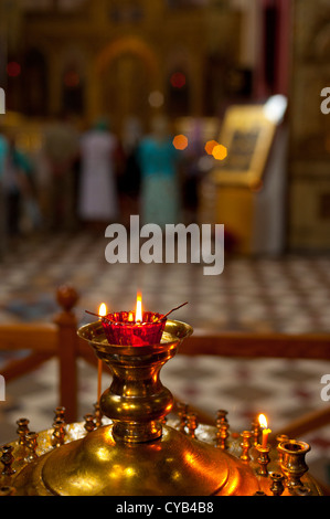 Dekorationen in eine russisch-orthodoxe Kirche in Tallinn, Estland Stockfoto