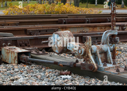 Alte zu wechseln, um Tracks auf eine alte Eisenbahn-Anordnung manuell zu wechseln Stockfoto