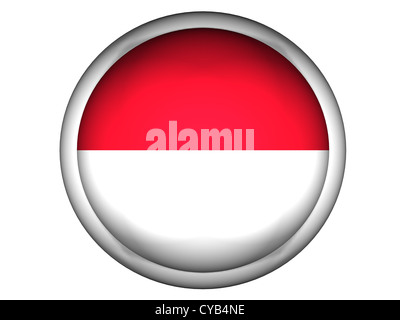 Nationalflagge von Indonesien. Schaltfläche "Stil. Isoliert Stockfoto