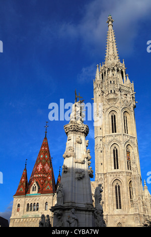 Ungarn, Budapest, Matthiaskirche, Säule der Heiligen Dreifaltigkeit, Stockfoto