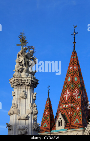 Ungarn, Budapest, Matthiaskirche, Säule der Heiligen Dreifaltigkeit, Stockfoto