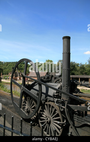 Replikat erste Eisenbahn Lokomotive Blists Hill viktorianischen Stadt Ironbridge Shropshire England UK Stockfoto