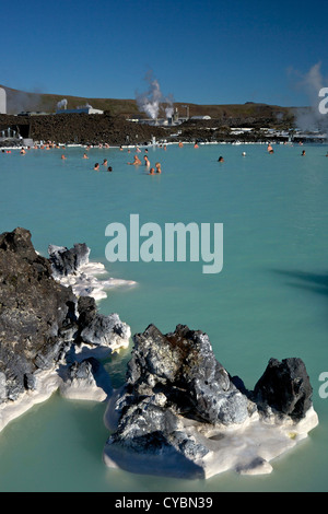 Geothermische Außenpool an der blauen Lagune, Island Stockfoto