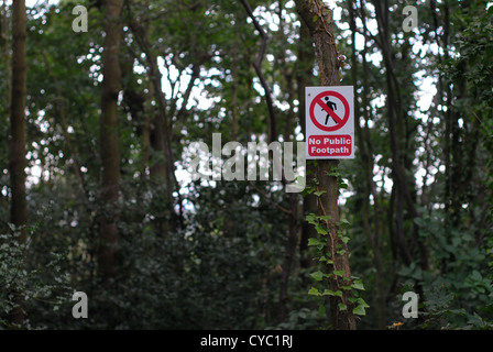 Kein Eintrag keine öffentlichen Fußweg melden Sie auf einem Spaziergang in Loxley, Sheffield, England, UK Stockfoto