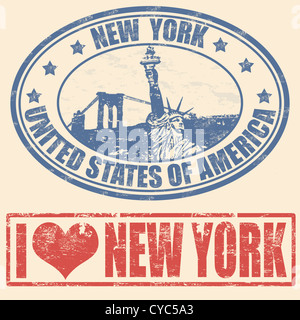 Satz von Grunge-Stempel mit New York, Vektor-illustration Stockfoto