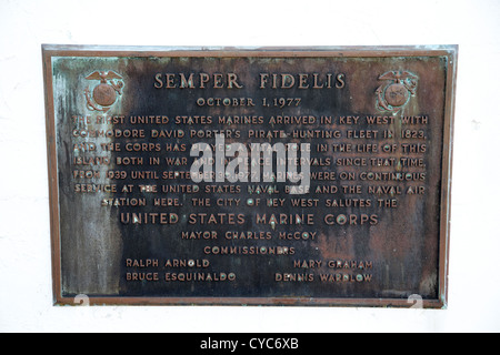 Semper Fidelis Vereinigte Staaten marinen Plaque Key West Florida usa Stockfoto