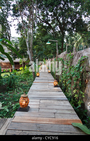 Garten des Bel Air Boutique Resort in Luang Prabang, Laos Stockfoto