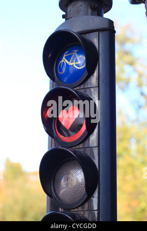 herzförmigen Ampel in Kopenhagen, Dänemark Stockfoto