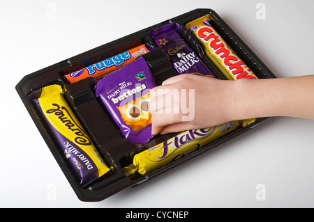 Cadbury Schokolade Auswahlfeld Stockfoto