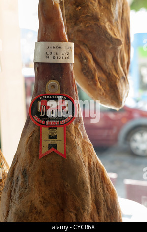 Iberican Schinken in einem Geschäft in Puerto de Mogan Gran Canaria Kanaren Spanien Stockfoto