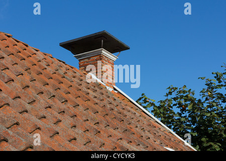 Dach und Schornstein auf alte holländische Haus Stockfoto