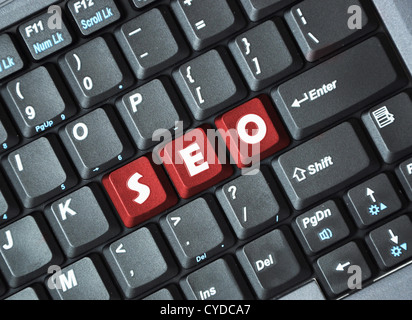 SEO auf Tastatur Stockfoto