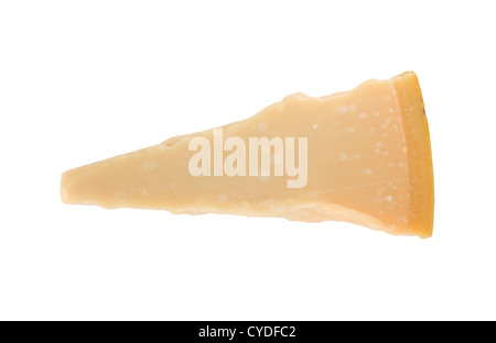 Parmesan-Käse. Ansicht von oben. Isoliert auf weißem Hintergrund Stockfoto
