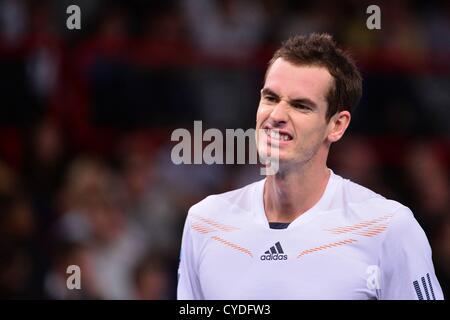 31.10.2012 Paris, Frankreich. Andy Murray in Aktion während seines Spiels mit Jerzy Janowicz in der BNP Paribas Masters ATP World Tour Masters. Stockfoto