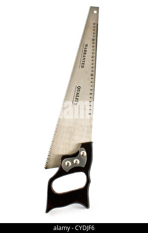 Handsäge isoliert auf weiss Stockfoto