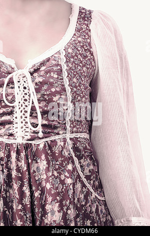 Detail-Aufnahme einer Frau in ein Vintage-Kleid Stockfoto