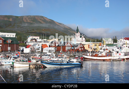 Husavik Harbour Island im Sommer Stockfoto