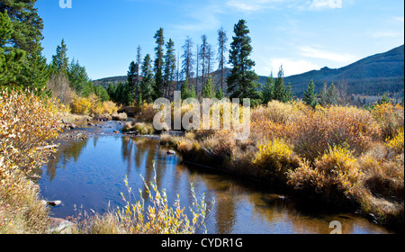 Der big Thompson River als es macht seinen Weg durch Rocky Mountain National Park, Colorado. Stockfoto