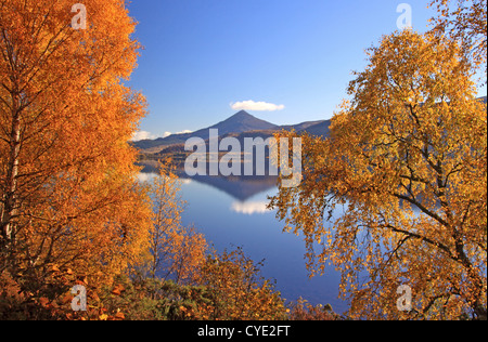 UK Schottland Tayside Perthshire Loch Rannoch und Berg Schiehallion Stockfoto