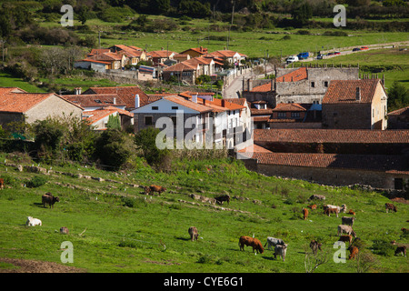 Spanien, Region Kantabrien Cantabria Provinz, Santillana del Mar, Detail der mittelalterlichen Stadtgebäude Stockfoto