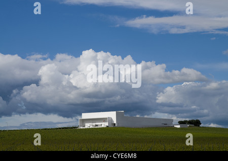 Adega Bürgermeister Weingut, von Siza Vieira entworfen. Alentejo, südlich von Portugal. Stockfoto