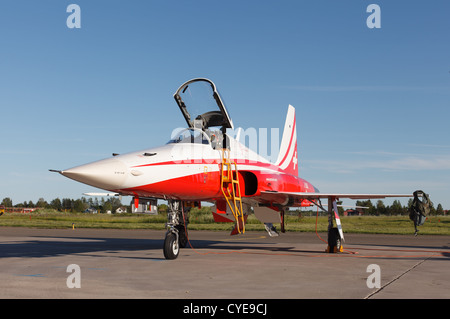 Northrop F-5E Tiger II Kämpfer von der Kunstflugstaffel Patrouille Suisse. Stockfoto