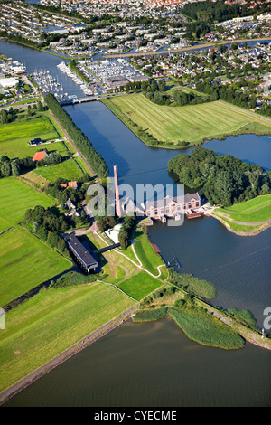 Die Niederlande, Lemmer, dampfbetriebenen Pumpen-Engine namens der Ir.D.F. Woudagemaal, UNESCO-Weltkulturerbe. Luft. Stockfoto