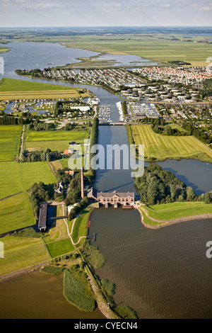 Die Niederlande, Lemmer, dampfbetriebenen Pumpen-Engine namens der Ir.D.F. Woudagemaal, UNESCO-Weltkulturerbe. Luft. Stockfoto