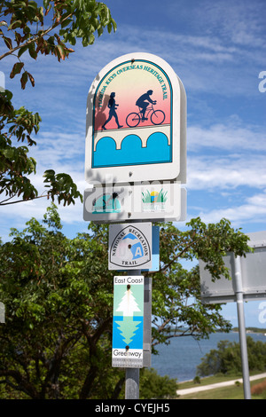 walking Trail Markierungen auf Florida Keys Übersee Heritage trail Marathon Florida usa Stockfoto